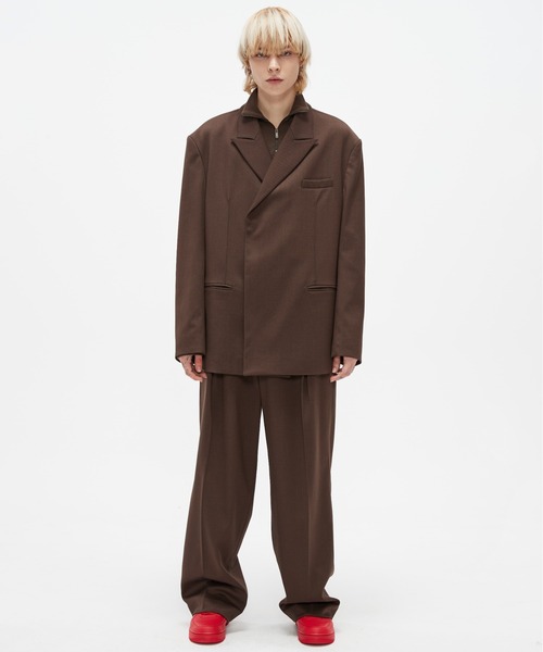 ADD SEOUL（エーディーディーソウル）の「【ADD SEOUL】HIDDEN BUTTON BLAZER / オーバーサイズ ダブルブレスト テーラードジャケット / セットアップ対応（テーラードジャケット・メンズ・ブラック/ダークブラウン・MEDIUM/LARGE）」の21枚目の写真