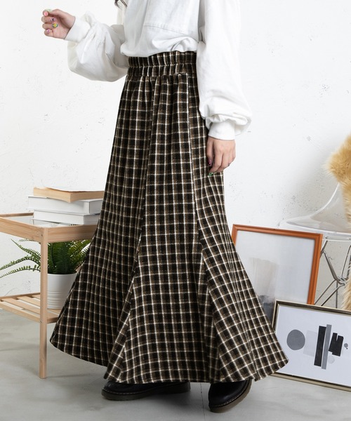 PairPair（ペアペア）の「チェックマーメイドスカート（スカート・レディース・ブラック/グリーン・FREE）」の2枚目の写真