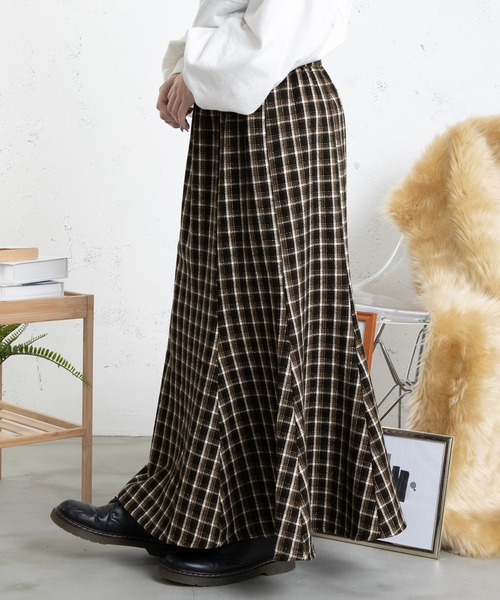 PairPair（ペアペア）の「チェックマーメイドスカート（スカート・レディース・ブラック/グリーン・FREE）」の6枚目の写真
