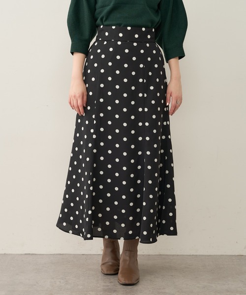 natural couture（ナチュラルクチュール）の「WEB限定カラー有り/osono長さ変えれるレトロドットスカート（スカート・レディース・ブラック/ブラウン/オフホワイト・FREE）」の8枚目の写真