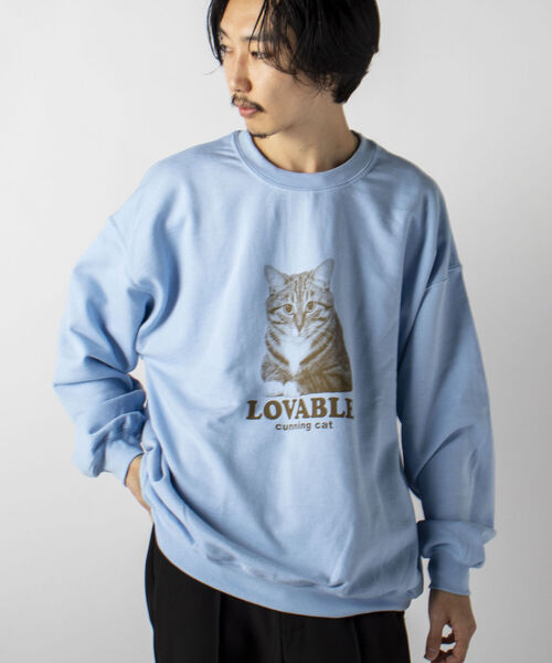 GLOSTER(グロスター)の「【GLOSTER/グロスター】DOG&CAT カラー裏起毛スウェット(スウェット・メンズ・ホワイト/ベージュ/サックスブルー・MEDIUM/LARGE)」の3枚目の写真