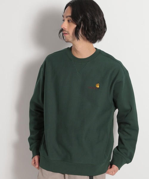 Carhartt WIP(カーハートダブリューアイピー)の「【Carhartt WIP(カーハートダブリューアイピー)】アメリカンスクリプトスウェットシャツ(スウェット・メンズ・ブラック/グリーン・MEDIUM/LARGE)」の2枚目の写真