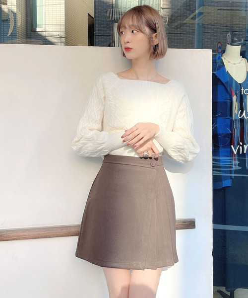 Voyage titty&Co.PETIT（ボヤージュティティアンドコープチ）の「【Voyage titty&Co. PETIT】起毛プリーツスカパン（スカート・レディース・ブラック/ブラウン・SMALL/MEDIUM）」の2枚目の写真