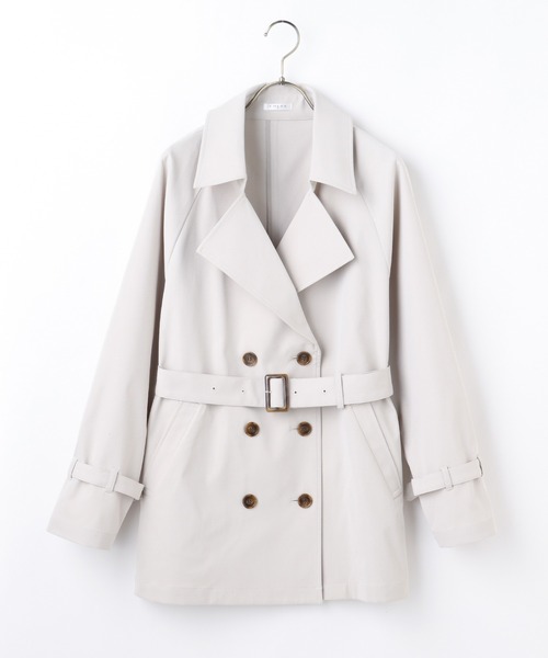 Honeys(ハニーズ)の「撥水加工ハーフ丈トレンチ(トレンチコート・レディース・ベージュ/ネイビー/ピンク/グレイッシュベージュ・S/M/L)」の22枚目の写真