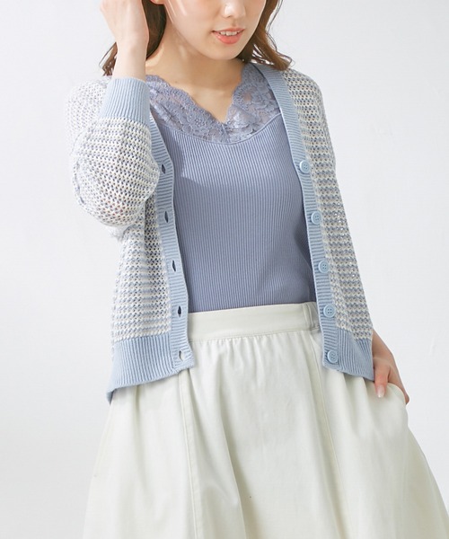 Honeys（ハニーズ）の「レース使いタンクトップ（タンクトップ・レディース・ブルー/ライトグレー/ブラック/ホワイト/ピンク系その他/モカ・LL/S/L/M）」の5枚目の写真