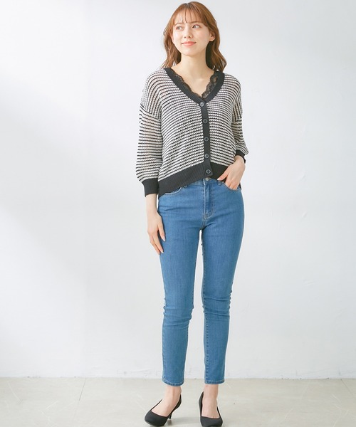 Honeys（ハニーズ）の「レース使いタンクトップ（タンクトップ・レディース・ブルー/ライトグレー/ブラック/ホワイト/ピンク系その他/モカ・LL/S/L/M）」の7枚目の写真