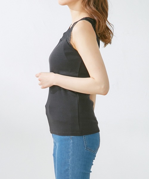 Honeys（ハニーズ）の「レース使いタンクトップ（タンクトップ・レディース・ブルー/ライトグレー/ブラック/ホワイト/ピンク系その他/モカ・LL/S/L/M）」の17枚目の写真