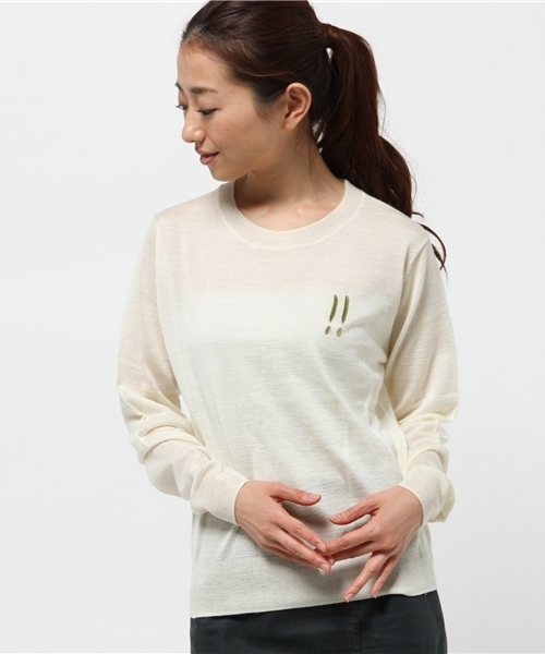 OUTLET（アウトレット）の「【who's who Chico】ラメ刺繍ニットプルオーバー（ニット/セーター・レディース・グレー/ネイビー/ホワイト・FREE）」の2枚目の写真