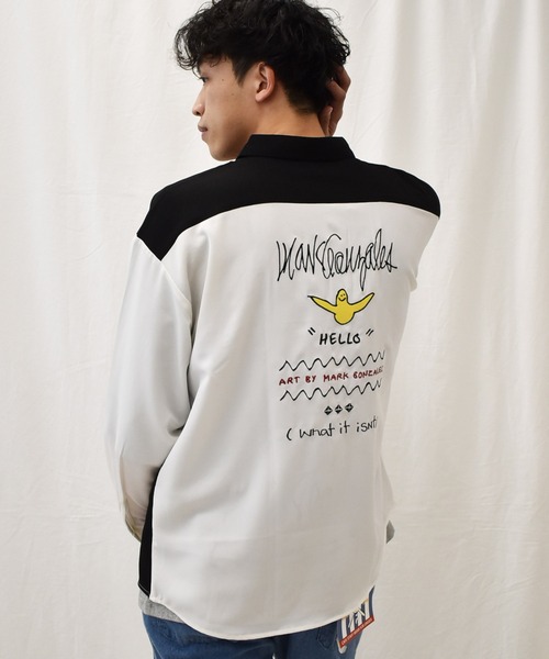 SPENDY'S Store（スペンディーズストア）の「＜(What it isNt)ART BY MARKGONZALES//ワット イット イズント  マークゴンザレス＞クレイジー切替ワークシャツ（シャツ/ブラウス・メンズ・ホワイト系/グリーン系・XL/L/M）」の2枚目の写真