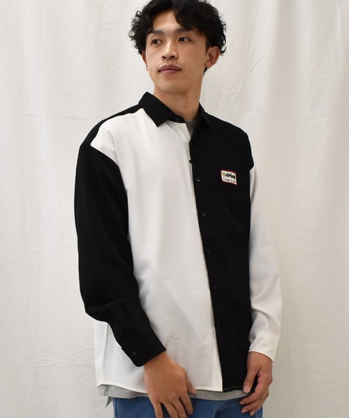 SPENDY'S Store（スペンディーズストア）の「＜(What it isNt)ART BY MARKGONZALES//ワット イット イズント  マークゴンザレス＞クレイジー切替ワークシャツ（シャツ/ブラウス・メンズ・ホワイト系/グリーン系・XL/L/M）」の4枚目の写真