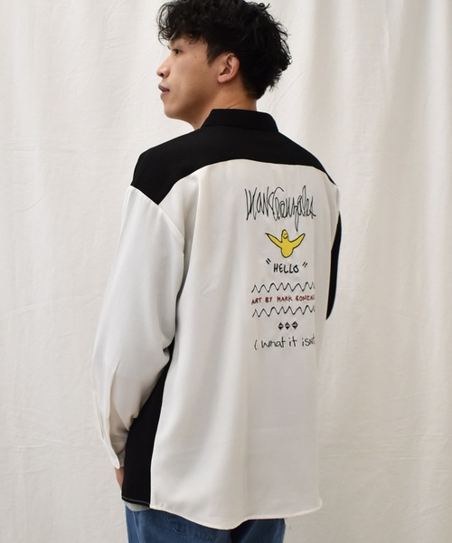 SPENDY'S Store（スペンディーズストア）の「＜(What it isNt)ART BY MARKGONZALES//ワット イット イズント  マークゴンザレス＞クレイジー切替ワークシャツ（シャツ/ブラウス・メンズ・ホワイト系/グリーン系・XL/L/M）」の3枚目の写真