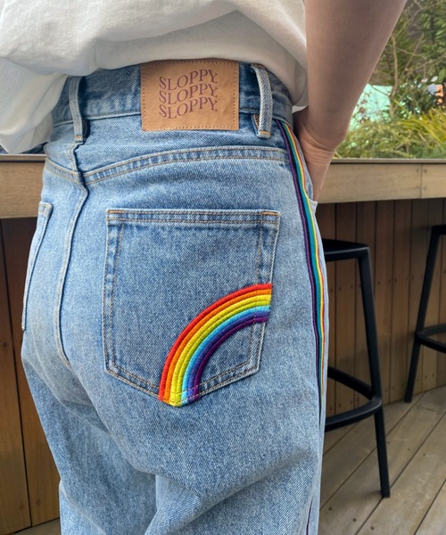 WHO'S WHO gallery(フーズフーギャラリー)の「【SLOPPY/スロッピー】レインボーデニム(デニムパンツ・レディース・ブラック/ブルー/サックスブルー・FREE/SMALL)」の9枚目の写真