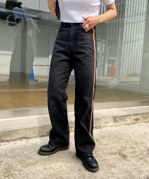 WHO'S WHO gallery(フーズフーギャラリー)の「【SLOPPY/スロッピー】レインボーデニム(デニムパンツ・レディース・ブラック/ブルー/サックスブルー・FREE/SMALL)」の10枚目の写真