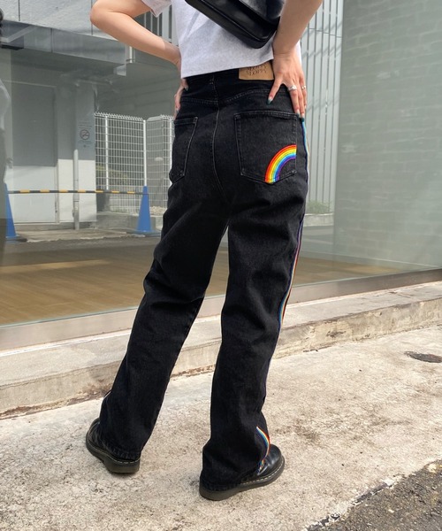 WHO'S WHO gallery(フーズフーギャラリー)の「【SLOPPY/スロッピー】レインボーデニム(デニムパンツ・レディース・ブラック/ブルー/サックスブルー・FREE/SMALL)」の12枚目の写真
