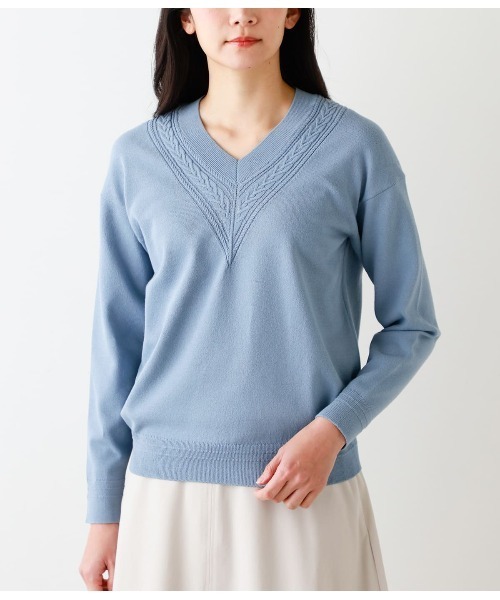 DZ12◎美品！ニューヨーカーNEWYORKER VネックニットL/薄手