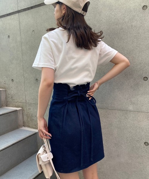 one after another NICE CLAUP(ワンアフターアナザーナイスクラップ)の「バックレースアップミニスカート(スカート・レディース・ブラック/ネイビー/ブラウン/チェック・FREE)」の6枚目の写真
