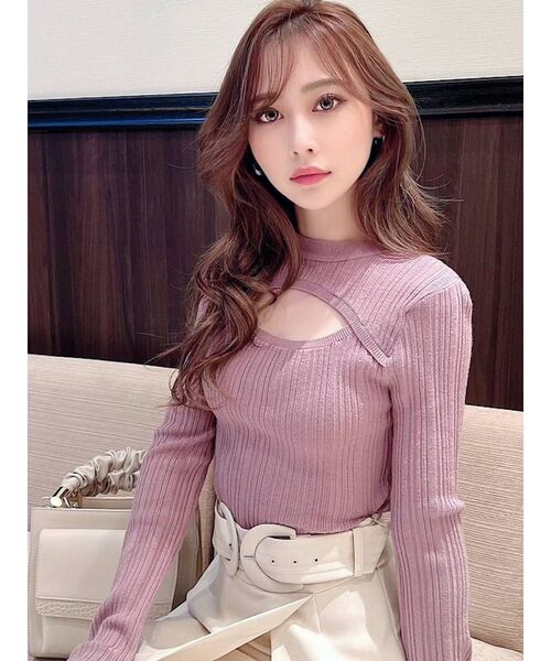 RESEXXY（リゼクシー）の「バスト切り替え2WAYニットトップス（ニット/セーター・レディース・ブラック/ベージュ/ピンク/ブルー/アイボリー・FREE）」の5枚目の写真