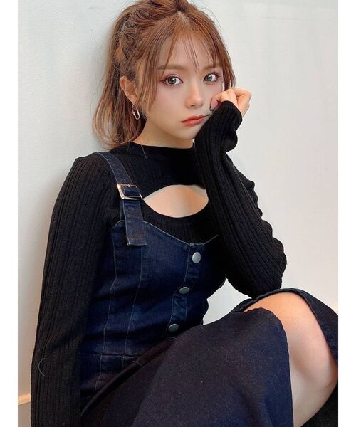 RESEXXY（リゼクシー）の「バスト切り替え2WAYニットトップス（ニット/セーター・レディース・ブラック/ベージュ/ピンク/ブルー/アイボリー・FREE）」の3枚目の写真