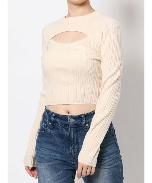 RESEXXY（リゼクシー）の「バスト切り替え2WAYニットトップス（ニット/セーター・レディース・ブラック/ベージュ/ピンク/ブルー/アイボリー・FREE）」の18枚目の写真