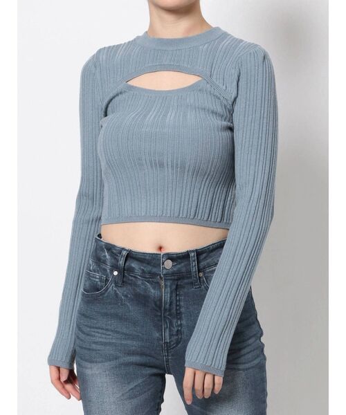 RESEXXY（リゼクシー）の「バスト切り替え2WAYニットトップス（ニット/セーター・レディース・ブラック/ベージュ/ピンク/ブルー/アイボリー・FREE）」の21枚目の写真