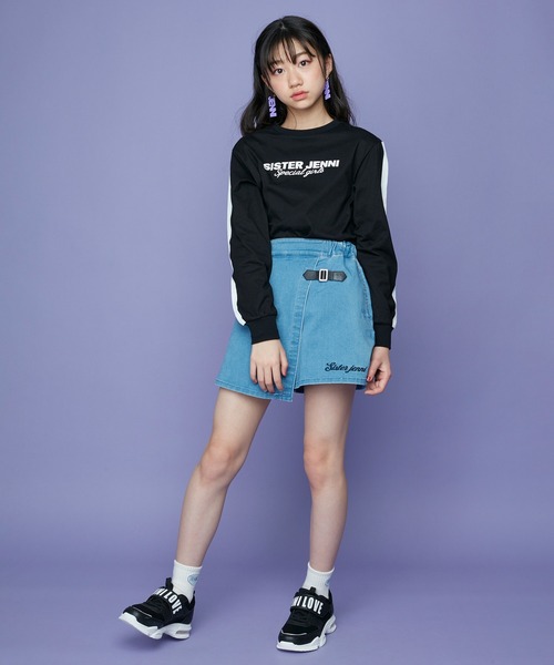 SISTER JENNI(SISTER JENNI)の「ラップ風デニムショーパン(デニムパンツ・キッズ・ブルー/サックスブルー・130cm/140cm/150cm/160cm)」の3枚目の写真