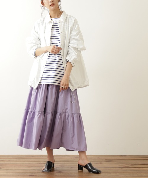 N.(N. Natural Beauty Basic)(エヌエヌナチュラルビューティーベーシック)の「◆シャンブレータフタスカート(スカート・レディース・ブラック/ナチュラル/パープル・MEDIUM)」の1枚目の写真