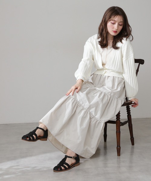 N.(N. Natural Beauty Basic)(エヌエヌナチュラルビューティーベーシック)の「◆シャンブレータフタスカート(スカート・レディース・ブラック/ナチュラル/パープル・MEDIUM)」の9枚目の写真