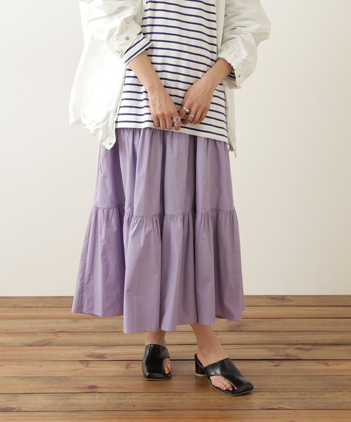 N.(N. Natural Beauty Basic)(エヌエヌナチュラルビューティーベーシック)の「◆シャンブレータフタスカート(スカート・レディース・ブラック/ナチュラル/パープル・MEDIUM)」の18枚目の写真