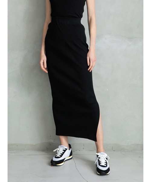 enchainement（アンシェヌマン）の「Ribbed Skirt（スカート・レディース・ブラック/チャコールグレー・2/1）」の4枚目の写真
