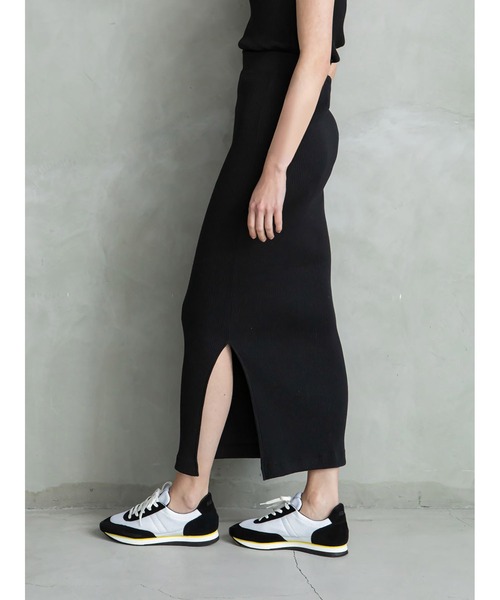 enchainement（アンシェヌマン）の「Ribbed Skirt（スカート・レディース・ブラック/チャコールグレー・2/1）」の5枚目の写真