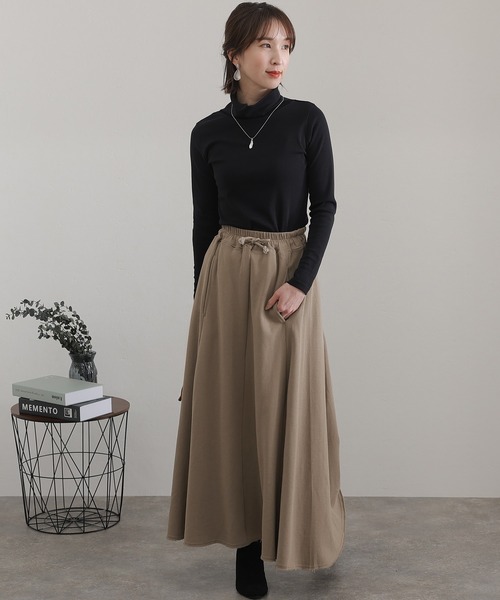 ElegChic(エレグシック)の「裏起毛フレアスカート(スカート・レディース・杢グレー/ライトカーキ/ブラック/ライトベージュ・4L/XL/M)」の4枚目の写真