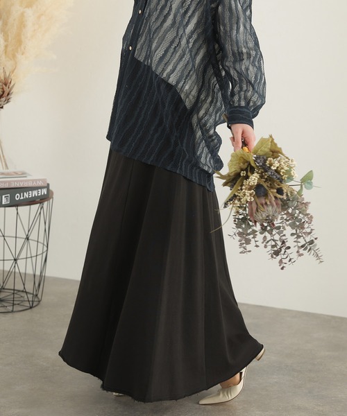 ElegChic(エレグシック)の「裏起毛フレアスカート(スカート・レディース・杢グレー/ライトカーキ/ブラック/ライトベージュ・4L/XL/M)」の6枚目の写真