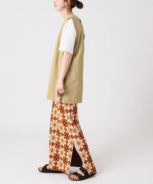 B.C STOCK（ベーセーストック）の「ステッチワーク コットンリネンベスト（ベスト・レディース・グリーン/ベージュ/アイボリー・FREE）」の5枚目の写真