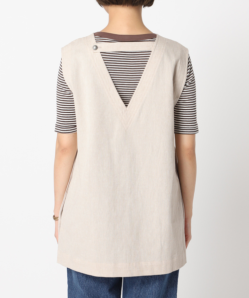 B.C STOCK（ベーセーストック）の「ステッチワーク コットンリネンベスト（ベスト・レディース・グリーン/ベージュ/アイボリー・FREE）」の15枚目の写真