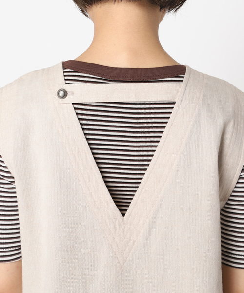 B.C STOCK（ベーセーストック）の「ステッチワーク コットンリネンベスト（ベスト・レディース・グリーン/ベージュ/アイボリー・FREE）」の16枚目の写真