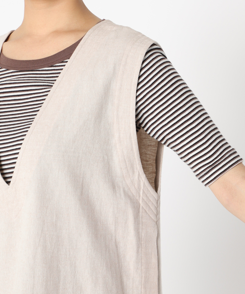 B.C STOCK（ベーセーストック）の「ステッチワーク コットンリネンベスト（ベスト・レディース・グリーン/ベージュ/アイボリー・FREE）」の19枚目の写真