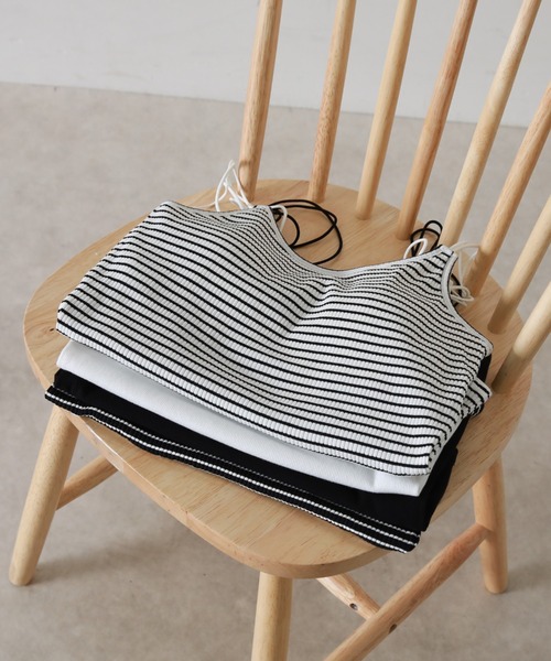 Cheek（チーク）の「カップ付きキャミソール（キャミソール・レディース・ブラック/オフホワイト/ホワイト×ブラック/ブラック系その他・MEDIUM）」の3枚目の写真