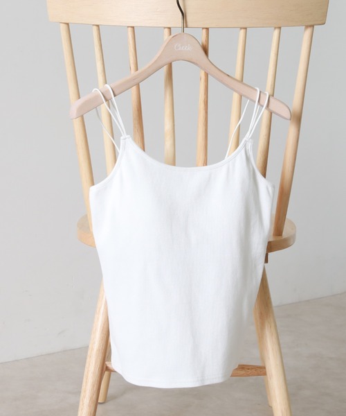 Cheek（チーク）の「カップ付きキャミソール（キャミソール・レディース・ブラック/オフホワイト/ホワイト×ブラック/ブラック系その他・MEDIUM）」の2枚目の写真