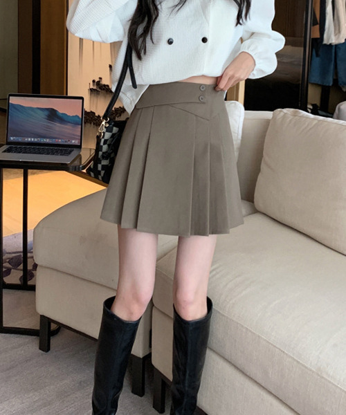 c.u.l（シーユーエル）の「【c.u.l:w】ボックスプリーツキュロット付きスカート culw206（スカート・レディース・ブラック/ベージュ・S/M/L）」の9枚目の写真