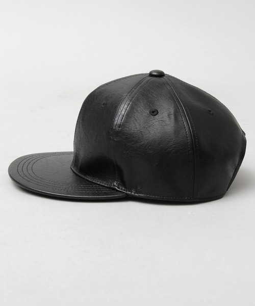 セール】ヴィンテージレザー風 フェイクレザー BBキャップ / 平ツバ