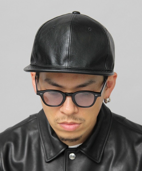 glabella（グラベラ）の「ヴィンテージレザー風 フェイクレザー BBキャップ / 平ツバ / キャップ（キャップ・メンズ・ブラック・FREE）」の3枚目の写真