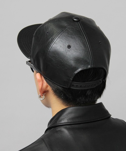 glabella（グラベラ）の「ヴィンテージレザー風 フェイクレザー BBキャップ / 平ツバ / キャップ（キャップ・メンズ・ブラック・FREE）」の5枚目の写真