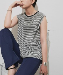 Aunt Marie's | ノースリーブシアーボーダーカットソー / タンクトップ(Tシャツ/カットソー)