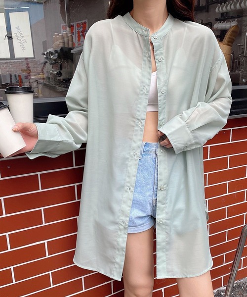 AsRiRe(アスリレイ)の「【AsRiRe】バックリボンロングシアーシャツ(シャツ/ブラウス・レディース・ミント/ピンク・M)」の5枚目の写真