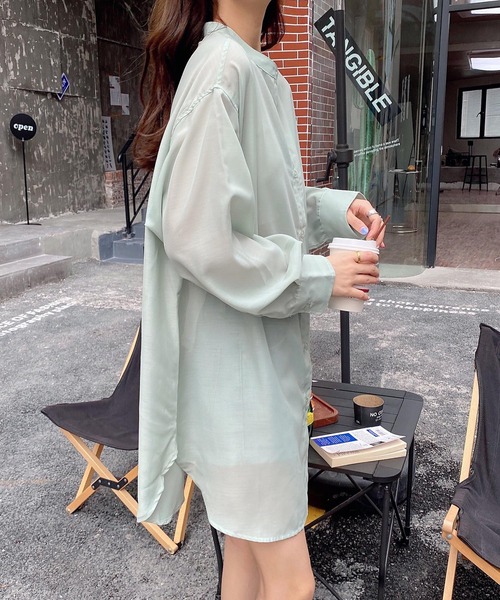 AsRiRe(アスリレイ)の「【AsRiRe】バックリボンロングシアーシャツ(シャツ/ブラウス・レディース・ミント/ピンク・M)」の6枚目の写真
