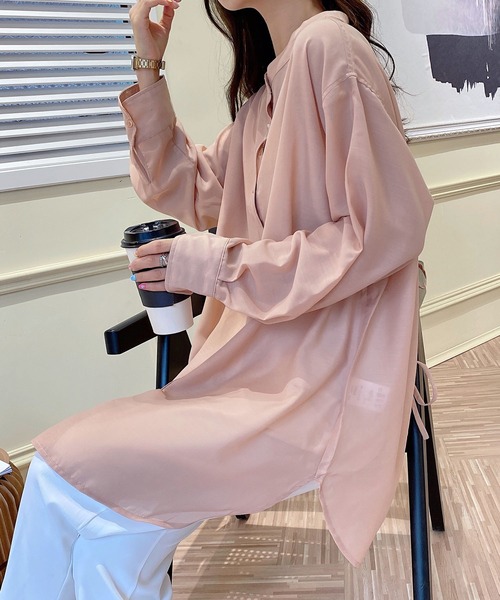 AsRiRe(アスリレイ)の「【AsRiRe】バックリボンロングシアーシャツ(シャツ/ブラウス・レディース・ミント/ピンク・M)」の13枚目の写真