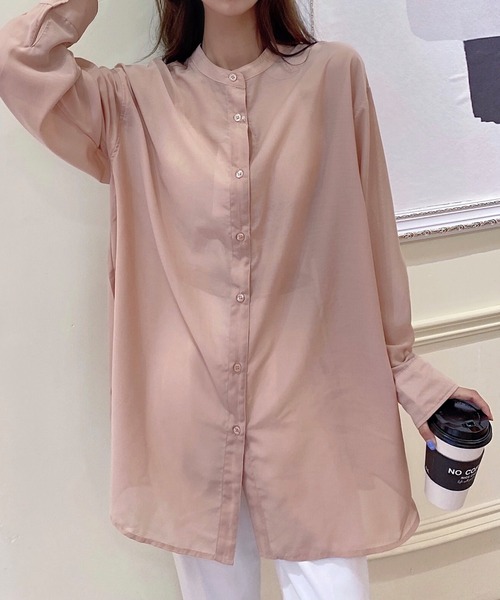 AsRiRe(アスリレイ)の「【AsRiRe】バックリボンロングシアーシャツ(シャツ/ブラウス・レディース・ミント/ピンク・M)」の14枚目の写真