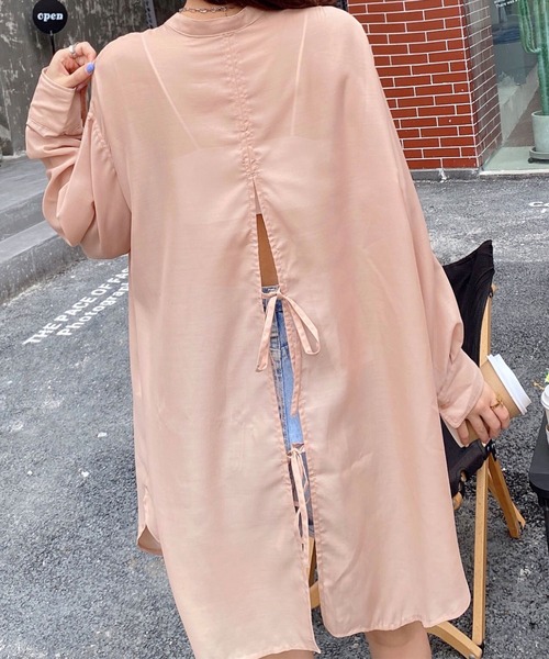 AsRiRe(アスリレイ)の「【AsRiRe】バックリボンロングシアーシャツ(シャツ/ブラウス・レディース・ミント/ピンク・M)」の16枚目の写真