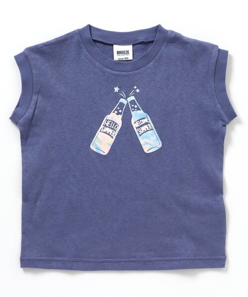 BREEZE（ブリーズ）の「マーブルプリントノースリーブＴシャツ（Tシャツ/カットソー・キッズ・オフホワイト/ネイビー・90/80/130/100/140/110/120）」の2枚目の写真