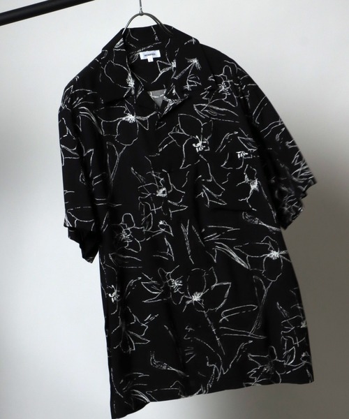 Salong hameu（サロン ハミュー）の「無地・総柄レーヨンアロハシャツ メンズ レディース/半袖開襟シャツ（シャツ/ブラウス・メンズ・ホワイト/チャコールグレー/ライトグレー/ブラック/ブルー/ホワイト系その他/グレイッシュベージュ/ブラック系その他/ブラック系その他2/ブラック系その他3/ブラック系その他4/ブラック系その他5/ブラック系その他6/ホワイト系その他2/ブラウン系その他/グレー系その他/ブラック系その他7/ブラック系1/ブラック系2/ブラック系4/ブラック系3・LL/M/L/S）」の14枚目の写真